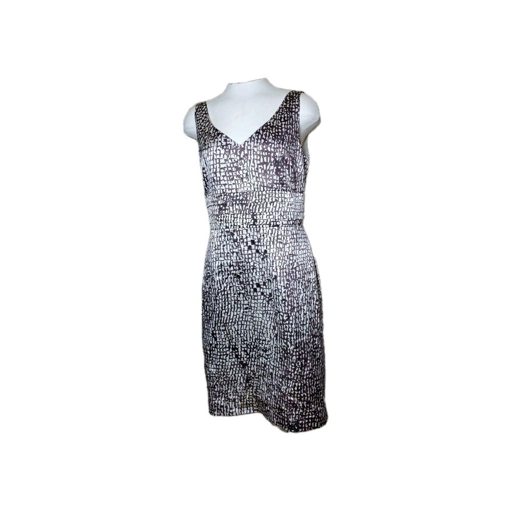 Ann Taylor Animal Print Giraffe Spot Sheath Brown White Dress Size 4